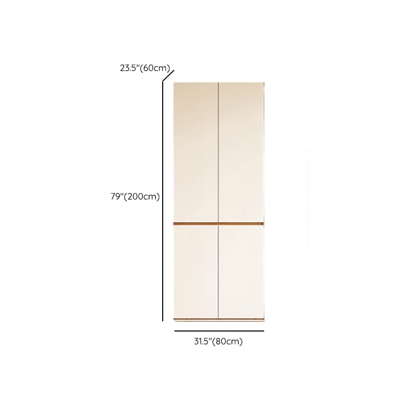 White Minimalist Manufactured Wood Wardrobe Closet with 2 Drawers, Soft Close Door, Interior Shelves, and Clothing Rod thumbnail 17