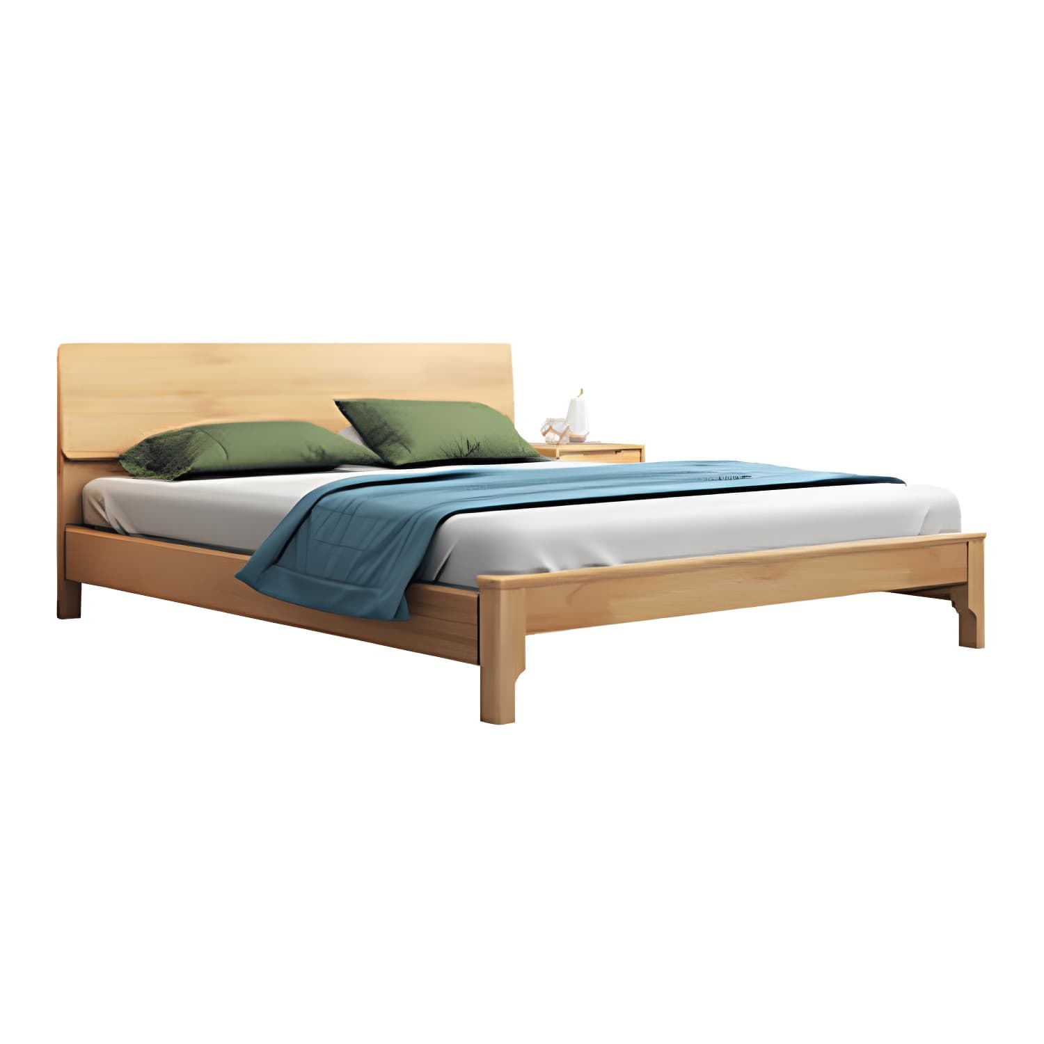 Scandinavian Solid Wood Bed with Rectangle Headboard and 4 Legs thumbnail 15