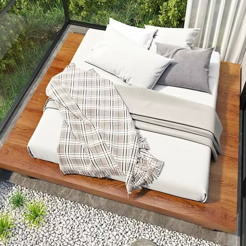Solid Color Natural Color Wooden Frame Pallet Bed Frame Bedroom thumbnail 4