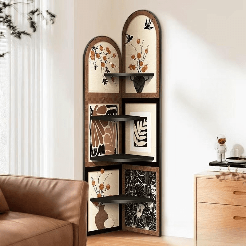 Modern Simple Style Nook Decorative Cabinet with 4 Exterior Shelves, Matte Black Lumber Top thumbnail 4