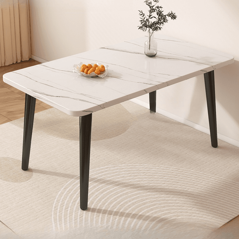 Dining Table Set with Rectangular Recycled Wood Table and 4 Legs, Padded Chair Back in White/Auburn/Unfinished thumbnail 2