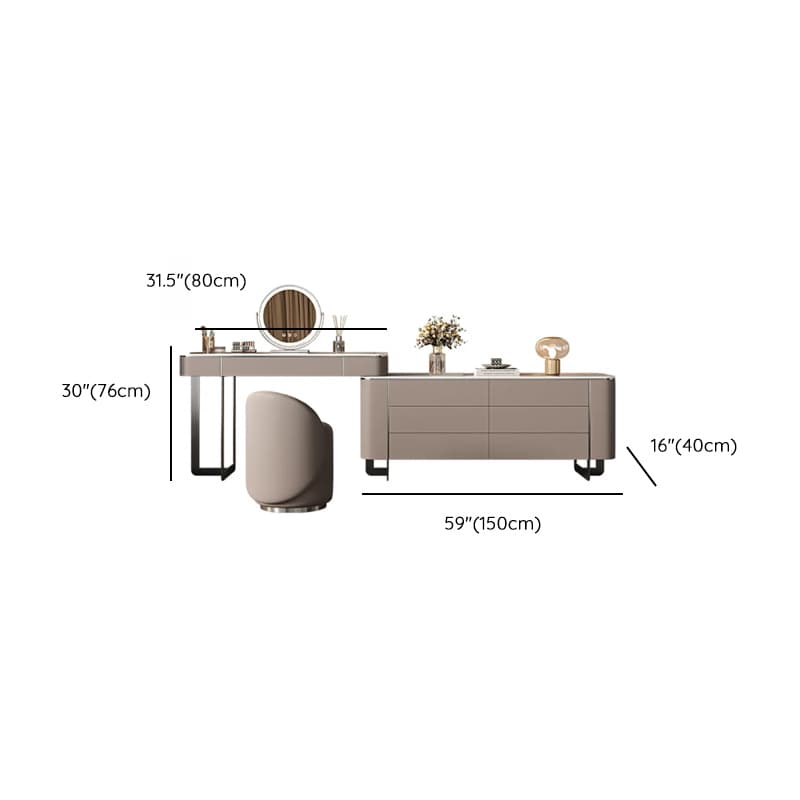 Vanity Set in Tan with 7 Drawers, Scalable and Push-Pull Features thumbnail 19