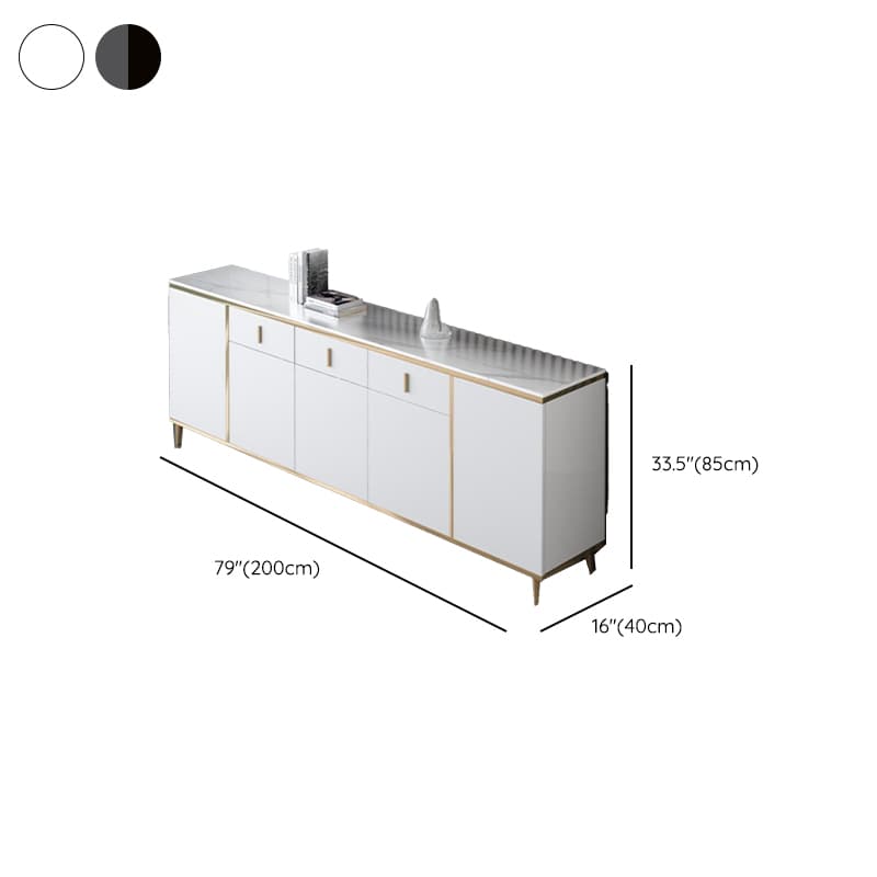 Art Deco Sideboard with 2 Drawers, Narrow/Standard Size, 3 Shelves, Sintered Stone Countertop, 4/3 Doors, Self-supporting thumbnail 14