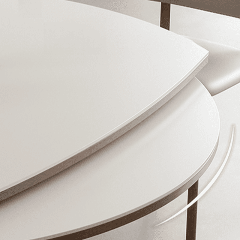 Minimalist Rounded Slate Dining Table Set with 4 Legs, Fold-away Leaf, and Light Gray/White Finish thumbnail 12