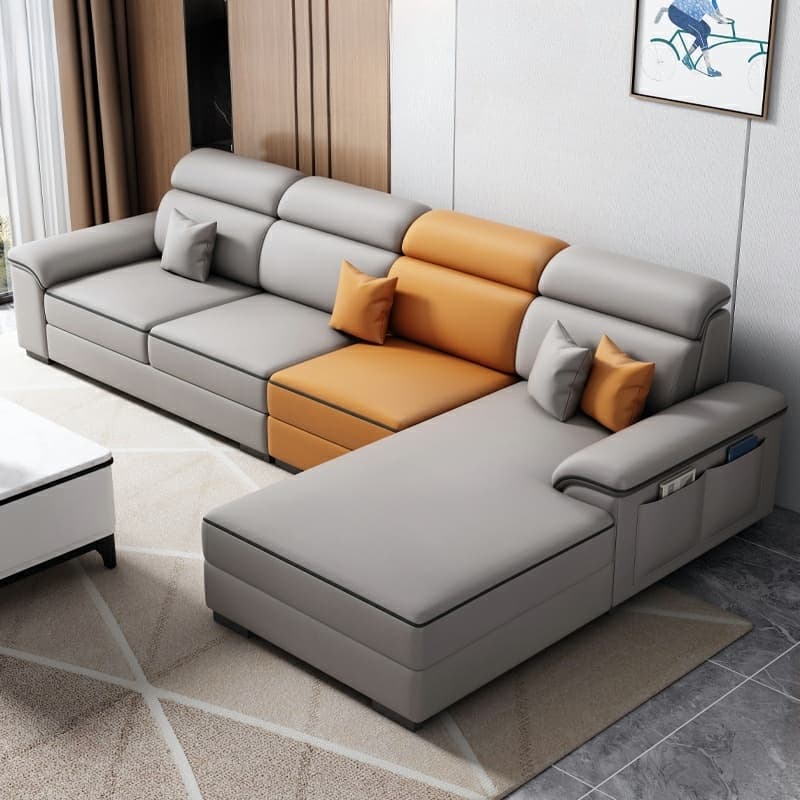 Modern L-Shape Right Hand Facing Sofa & Chaise with Concealed Support thumbnail 5