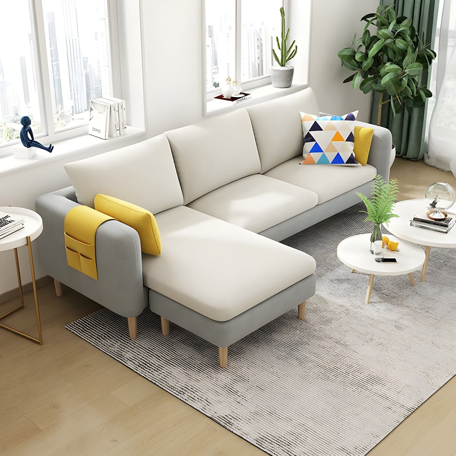 79.5" W L-Shaped Sectional Sofa with Square Arm and Bolster Pillows thumbnail 11