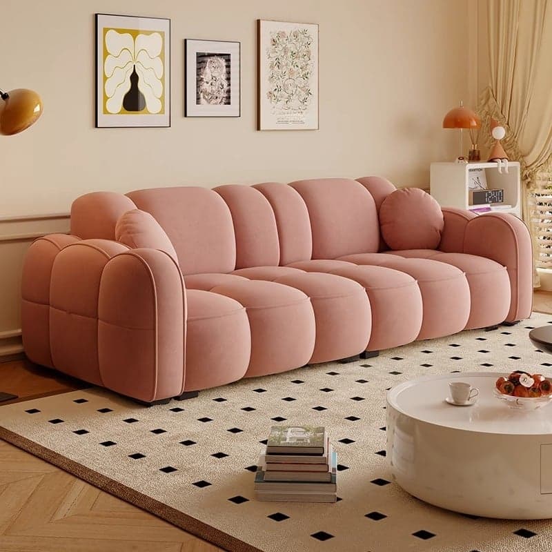 Minimalist Solid Color Standard Sofa Stain Resistant/Water Resistant Dove Grey/Auburn/Amber Color with 2 Pillows & Arm for 4-seater/Seats 3 thumbnail 10