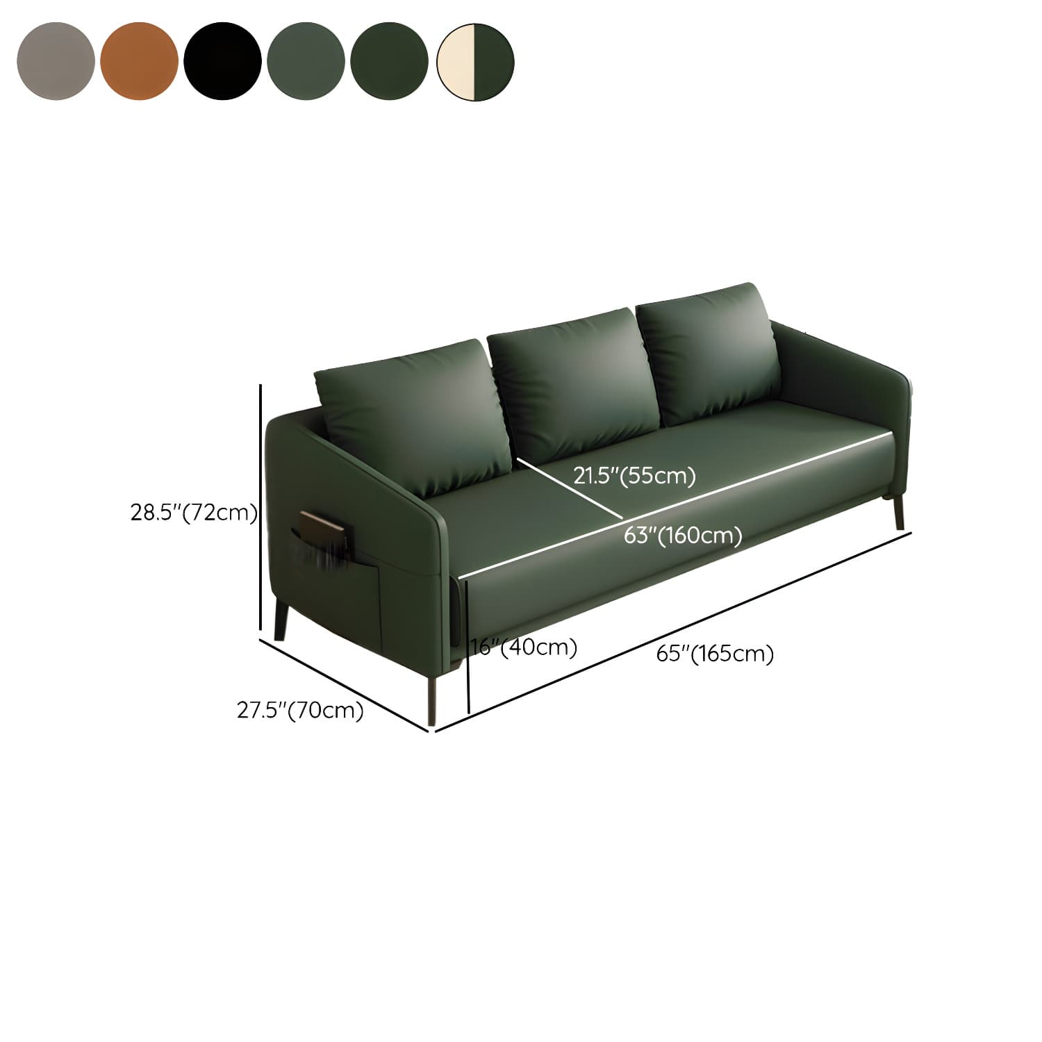 Modern Wood Frame Standard Sofa with Square Arms in Solid Color & Tear Resistant thumbnail 16
