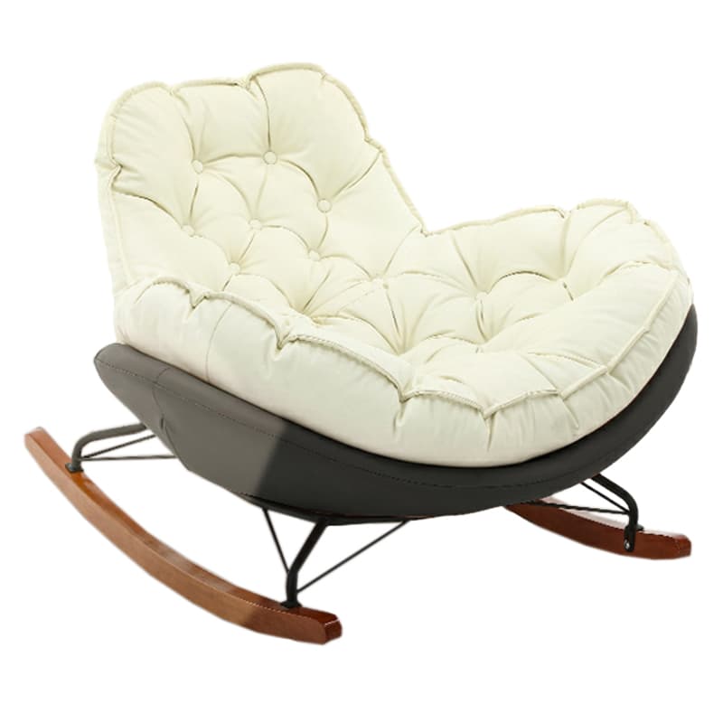 Modern Upholstered Rocking Chair - Stylish Indoor Seating with Natural Wood Legs and Tufted Design - image 10