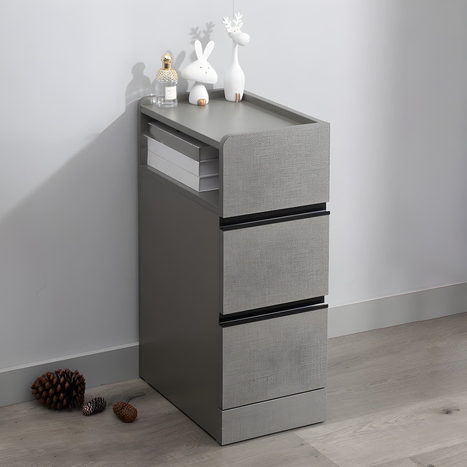 Scandinavian Accent Table Nightstand 25.5" Tall with 2 Drawers thumbnail 2
