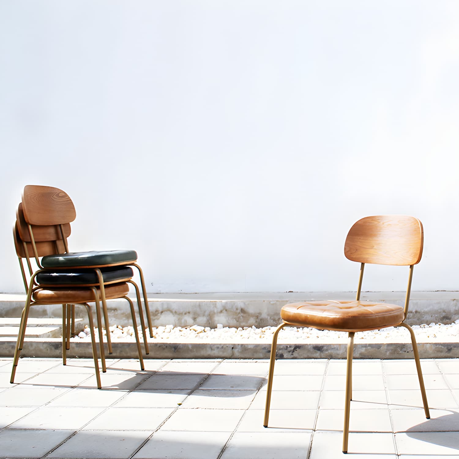 Industrial Style Leather Dining Side Chair Dining Room Open Back Side Chair Set thumbnail 19