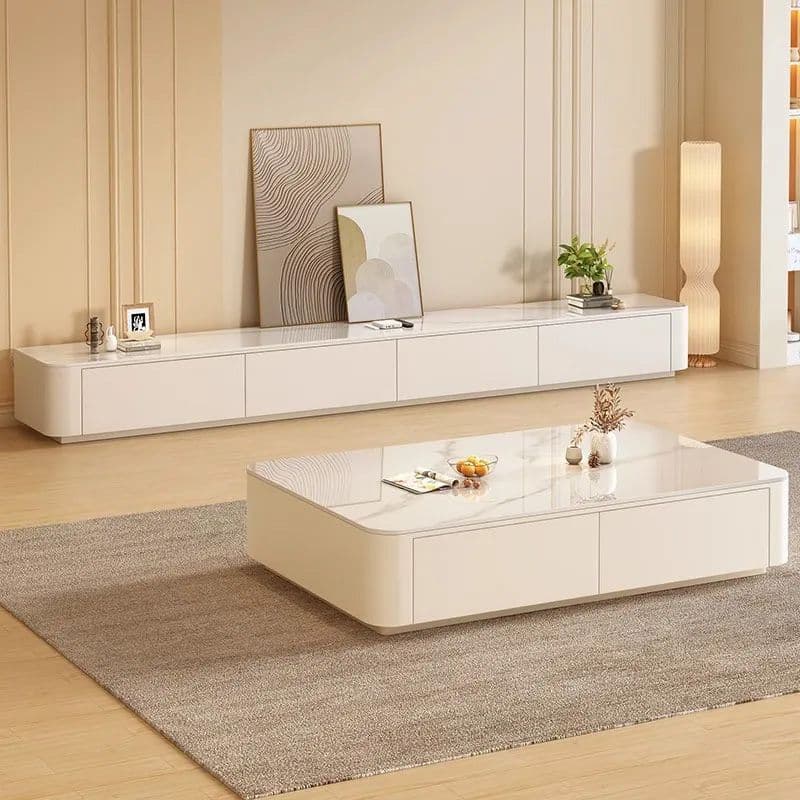 Modern Simple Style Glass TV Stand with 4-Drawer/3 Drawers thumbnail 5