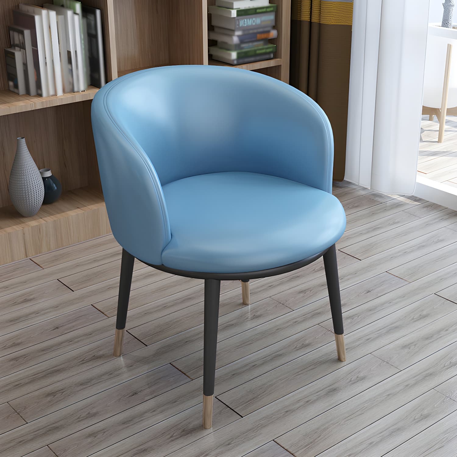 Faux Leather Contemporary Dining Chair with 4 Legs Matte Finish Solid Back Chair thumbnail 17