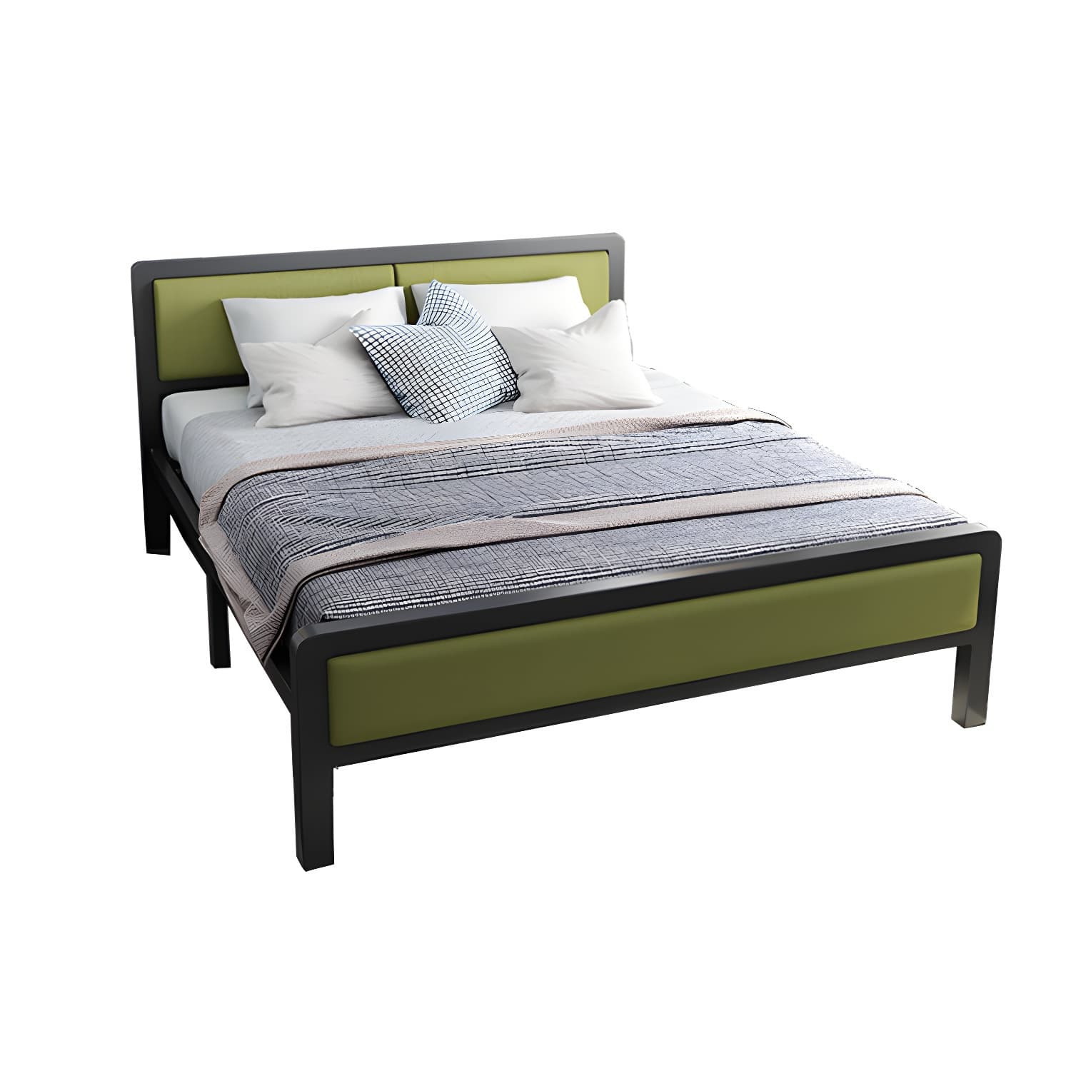 Contemporary Metal Standard Bed, Panel Rectangular Headboard Bed thumbnail 7