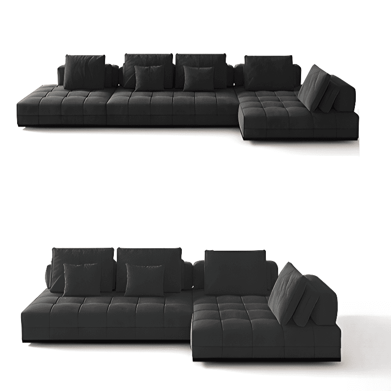 L-Shape Dark Upholstery Corner Sectional, Seats 5 with Button-tufted Design thumbnail 1