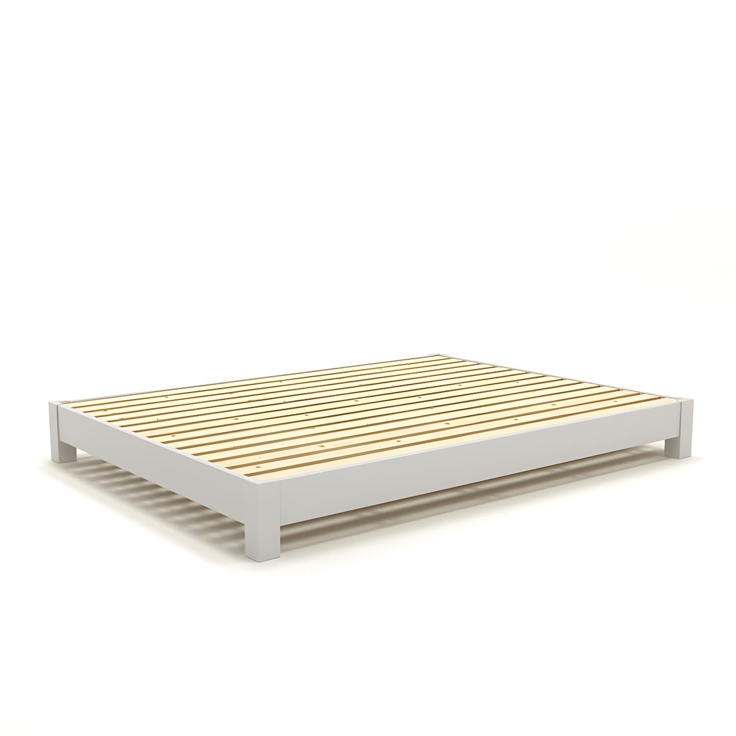 Solid Wood Standard Bed Contemporary Rubberwood Platform Bed with Legs thumbnail 4