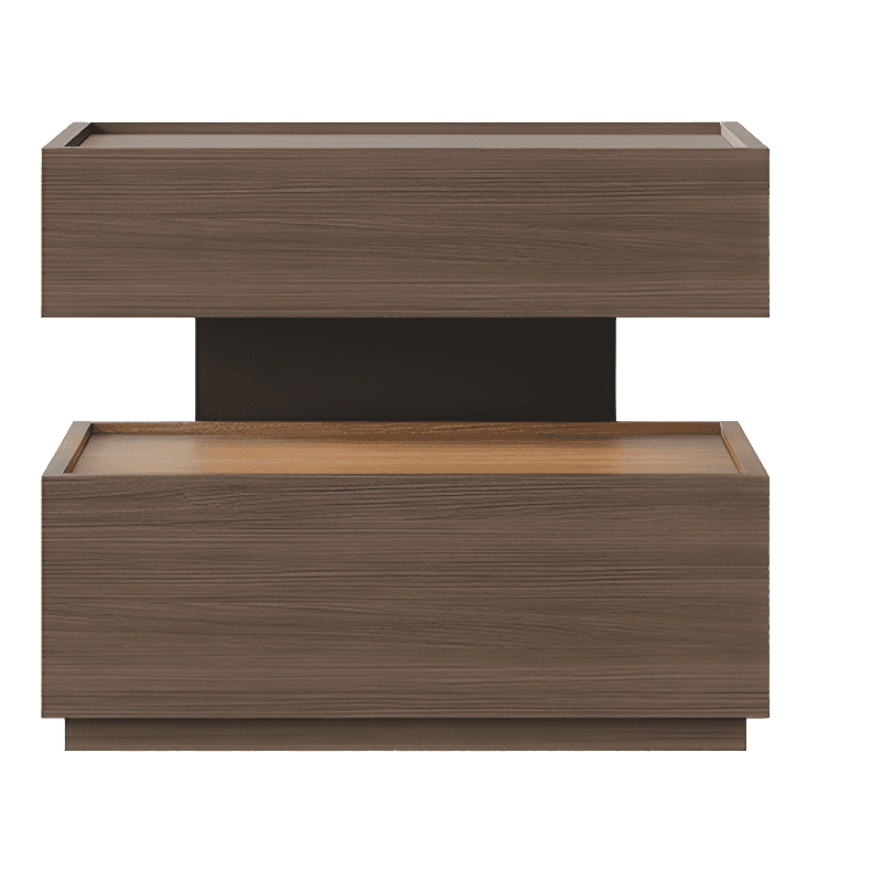 Organic Modern Nightstand With Drawer Organization Featuring 2 Shelves, Real Wood Countertop, and Illuminating Lighting thumbnail 2