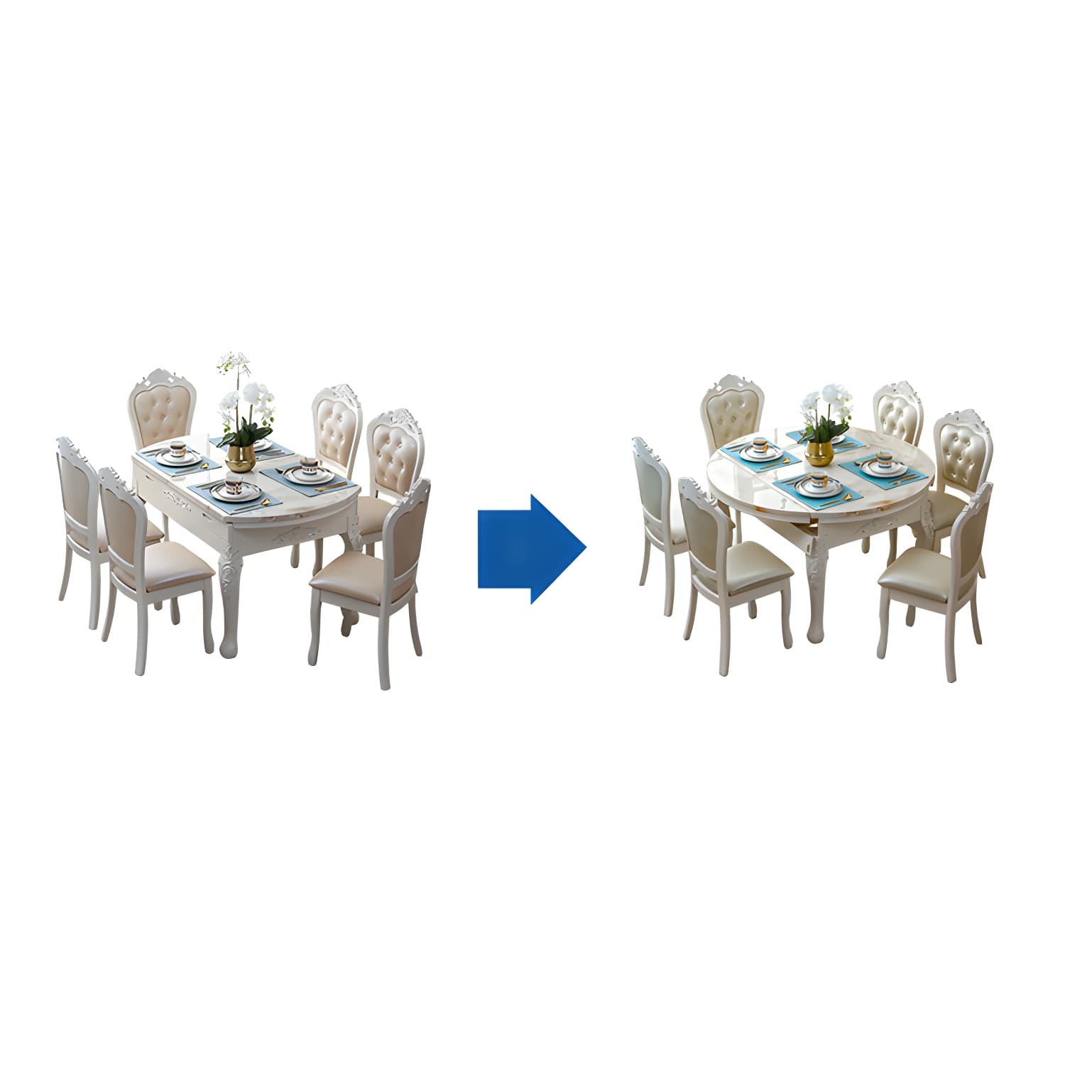 Victorian Dining Room Set Standard Height with Rectangle Top 4 Legs Base Dining Furniture thumbnail 12