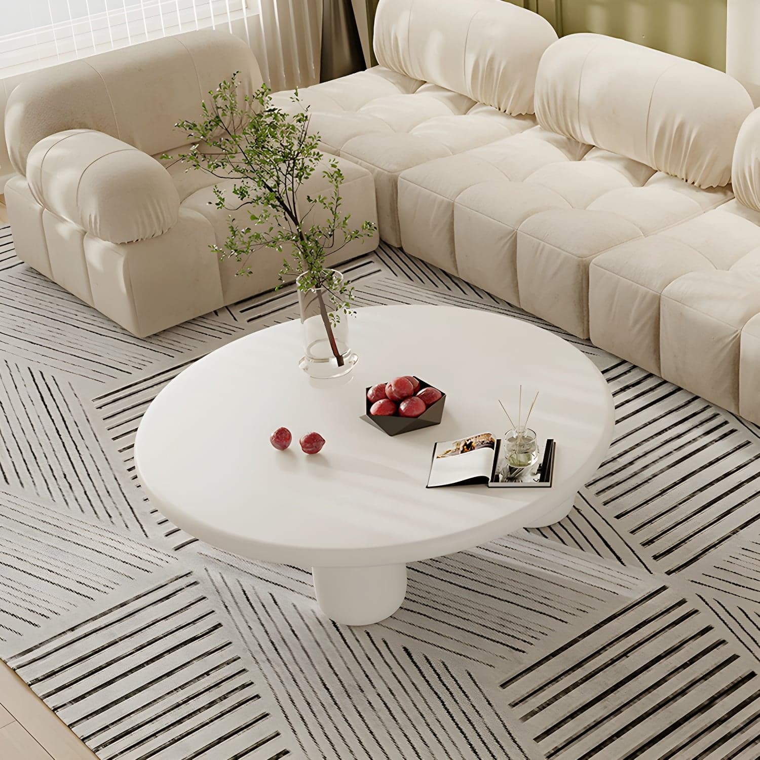 Scandinavian 4 Legs Coffee Table Round 1 Single Cocktail Table thumbnail 4