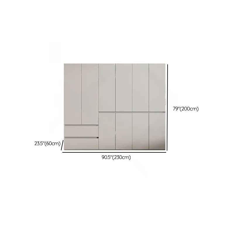 Cream Trendy Reclaimed Wood Wardrobe Armoire with Soft Close Drawer, Soft Close Door, Interior Shelves, and Clothing Rod thumbnail 80