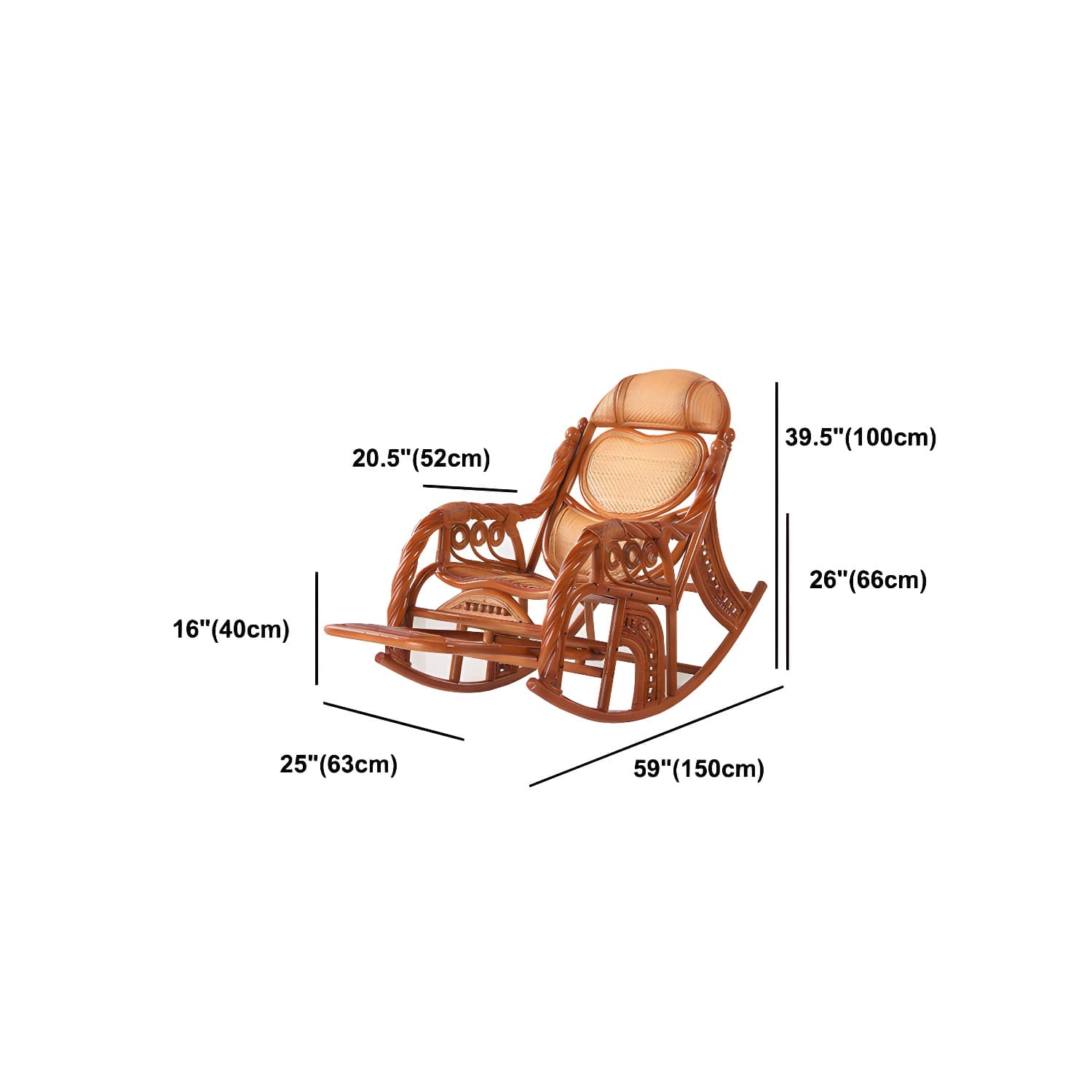 Traditional Spindle Rocking Accent Chair Tobacco Finish Rocker Chair Reclining thumbnail 27