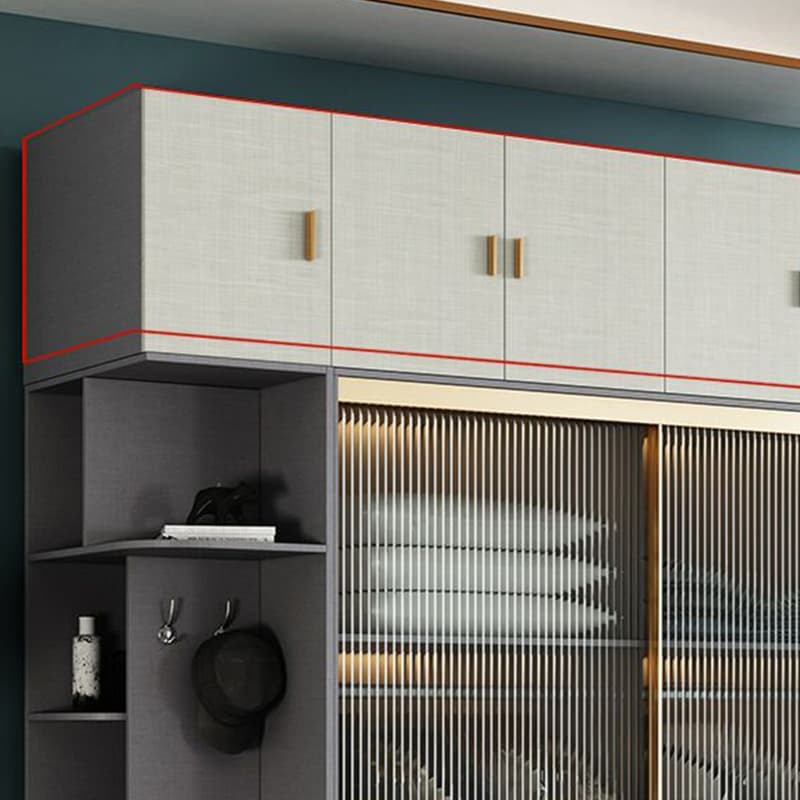 Contemporary Grey Wood Freestanding Cabinet Armoire with Lock, Interior Shelves & Soft Close Drawer thumbnail 7