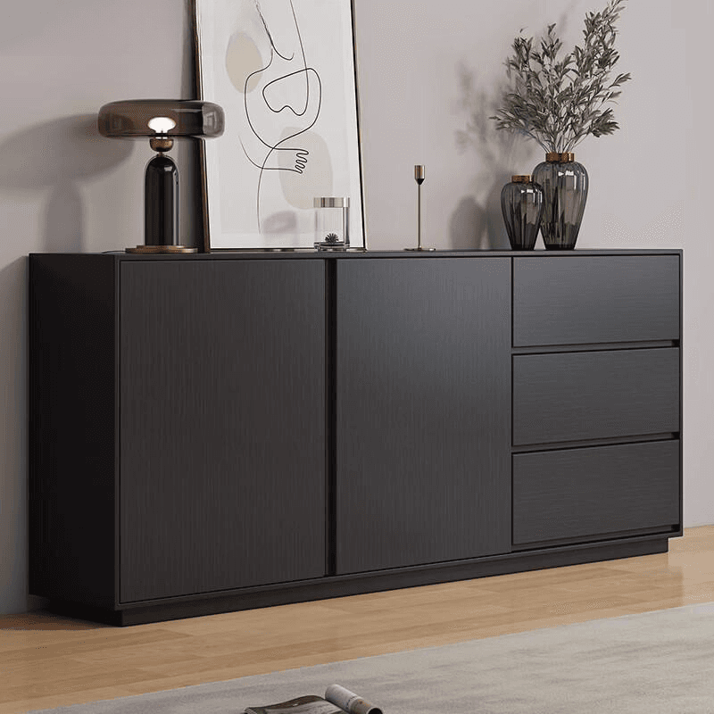 Sideboard with 3 Drawers, Cabinet, Standard Narrow Sizes, Four Internal Shelves, Wood Countertop, and 2 Doors thumbnail 3