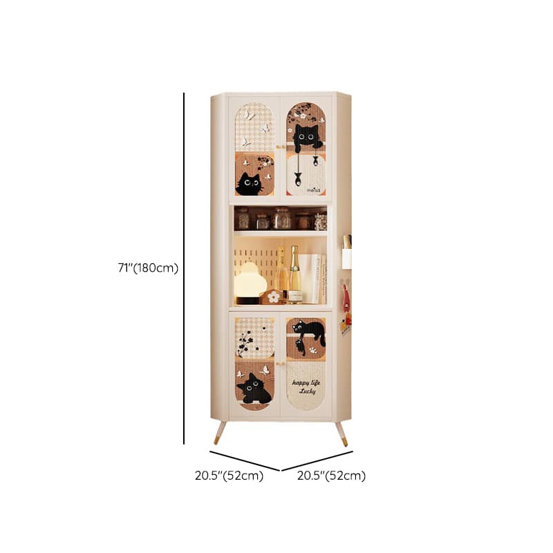 Modern Simple Style Nook Accent Cabinet with Closet, Metal Countertop, Glazed Door, Cabinet Knobs in Chalk thumbnail 9