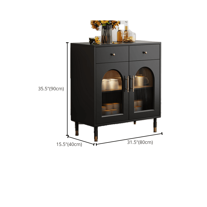 Standalone Accent Cabinet in Black with Glass Door, Alterable Shelf and Illuminating, Soft Close Drawer and 1 Cabinet/2 Cabinets in a Casual Style thumbnail 14