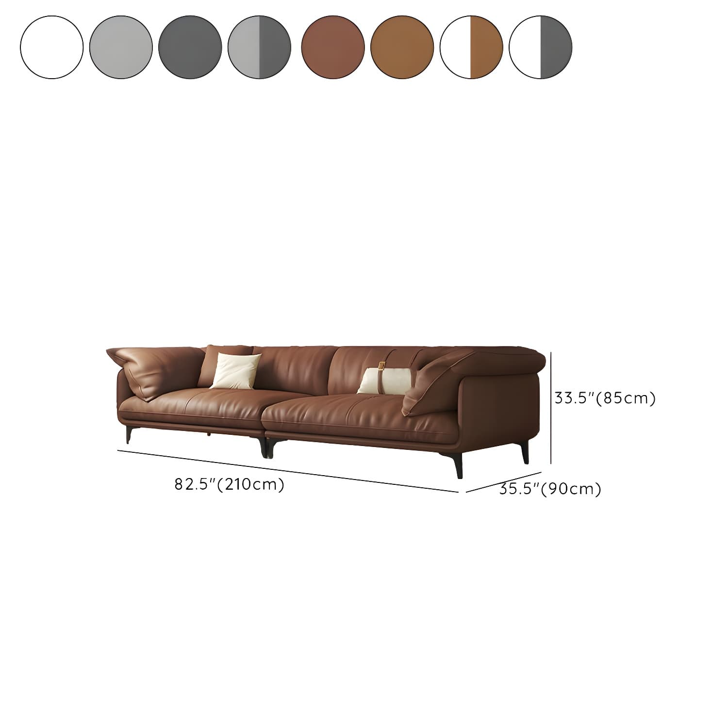 Wood Standard Modern Sofa, 83x35x33 inches Non-Distressed with Pillows, Black Legs thumbnail 17