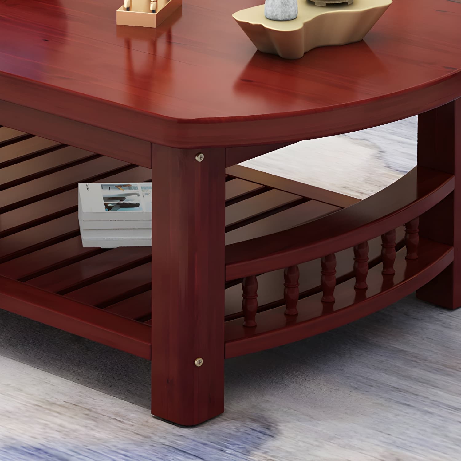 Contemporary Coffee Table Storage Solid Wood Coffee Cocktail Table thumbnail 11
