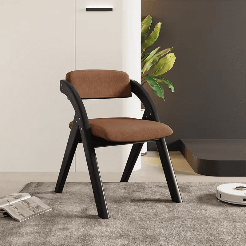 Casual Collapsible Side Chair with Midnight Black/Walnut/Wood Grain Rubberwood Legs and Upholstered Uncovered Back thumbnail 3