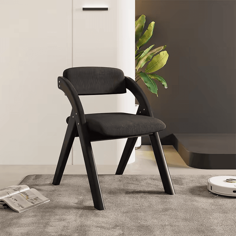 Casual Collapsible Side Chair with Midnight Black/Walnut/Wood Grain Rubberwood Legs and Upholstered Uncovered Back thumbnail 2