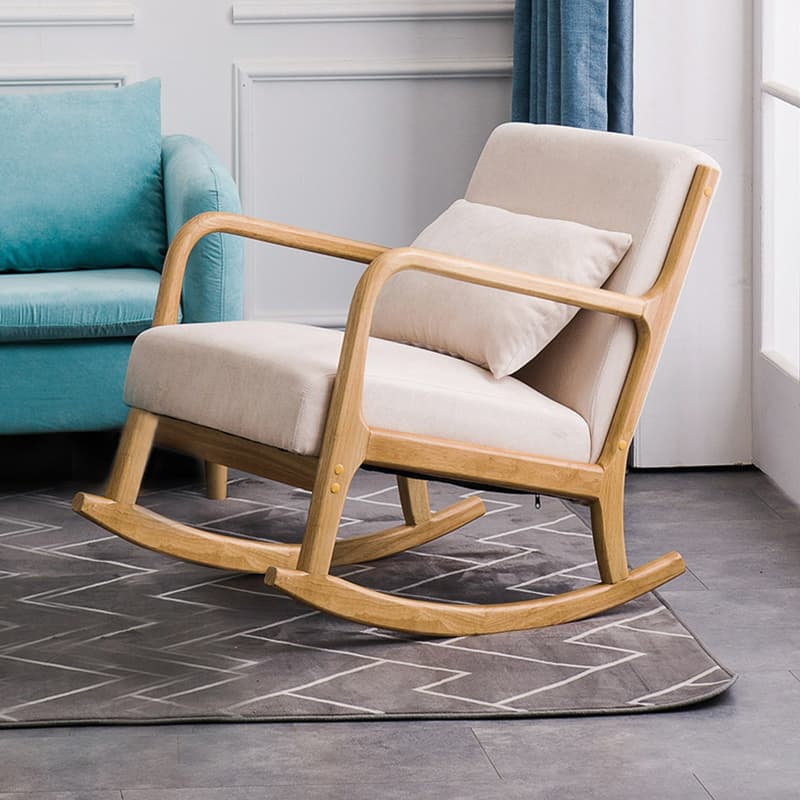Nordic Natural Cotton Stationary Rocking Couch Chair with Back thumbnail 9