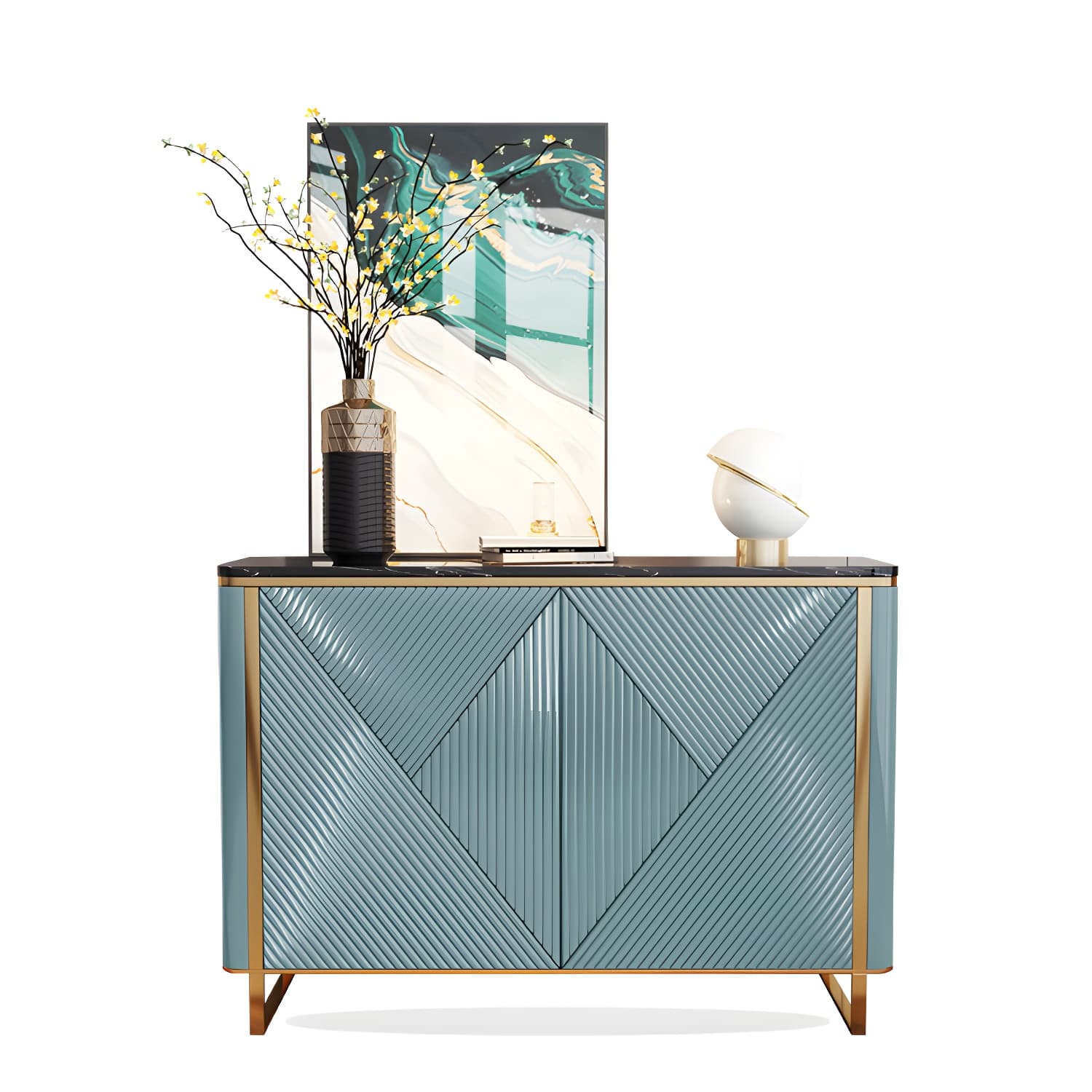 Modern & Contemporary Side Board Stone Credenza with Cabinets thumbnail 9