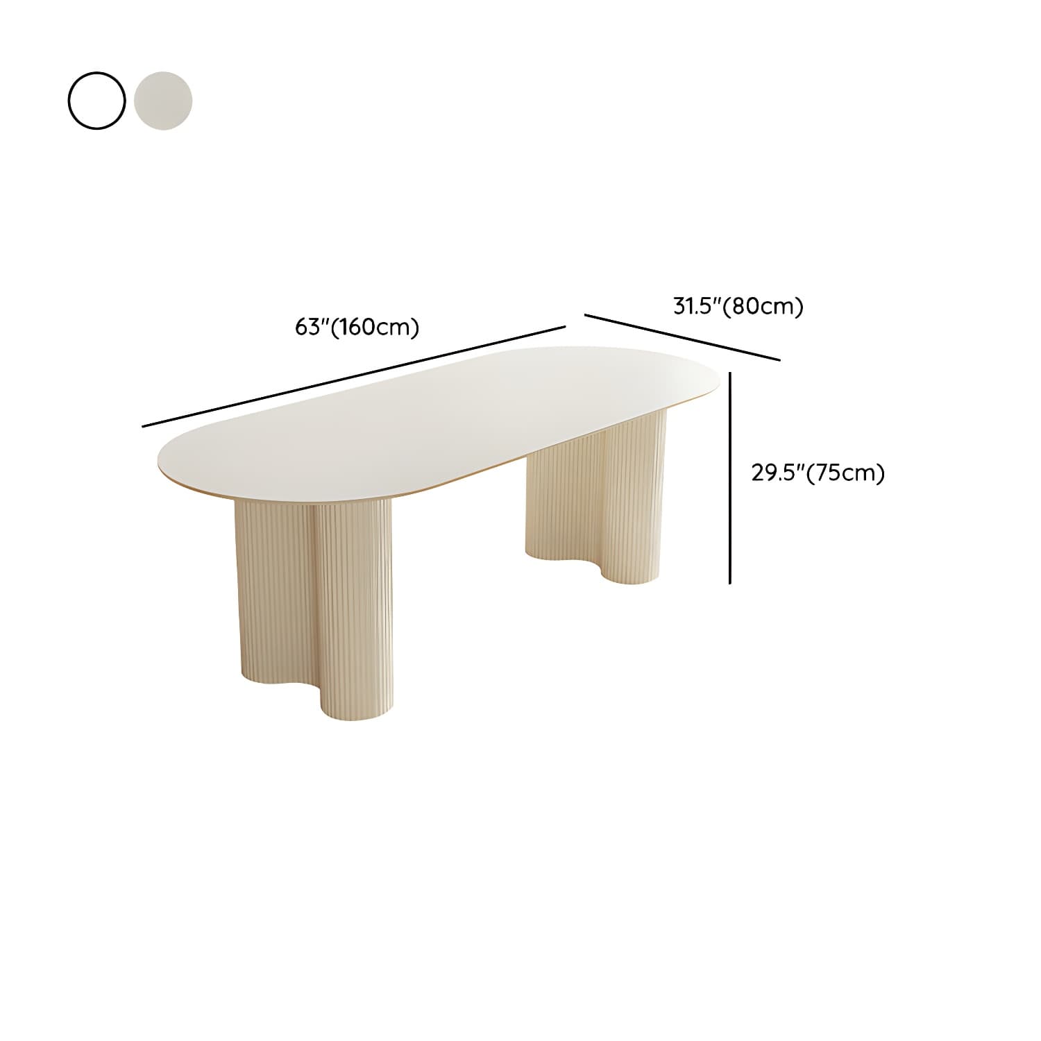 Free Form Stone Kitchen Table with Metal Base for Dining Room, White thumbnail 14