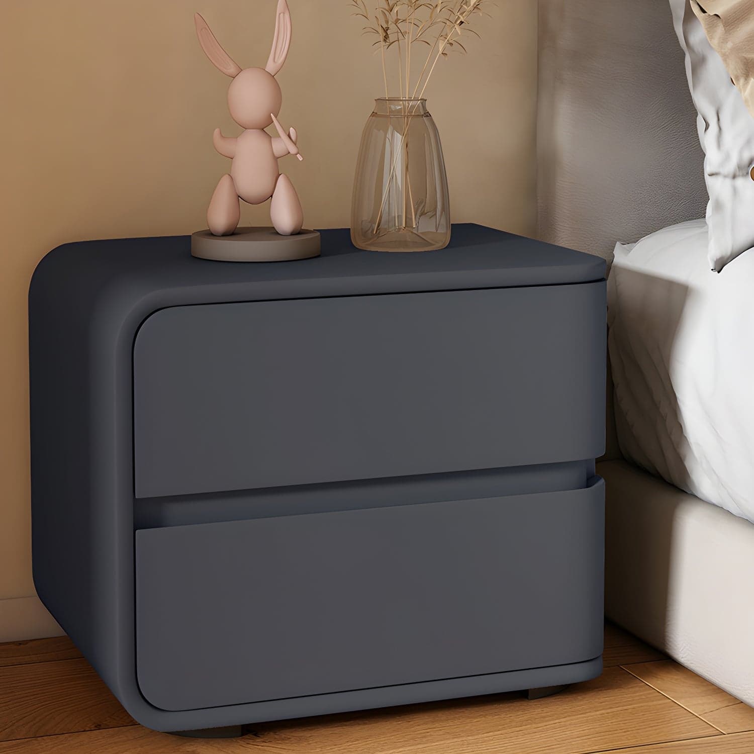 Scandinavian Pine Accent Table Nightstand Drawers Included with Legs thumbnail 2
