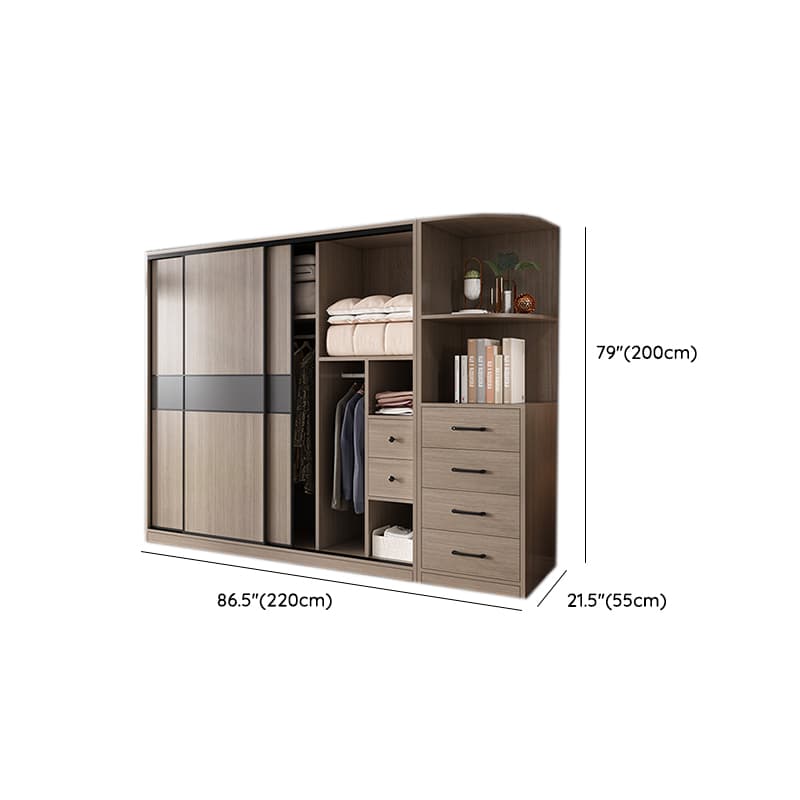 Rustic Brown Self-supporting Armoire Cabinet Pine with Shelves thumbnail 26
