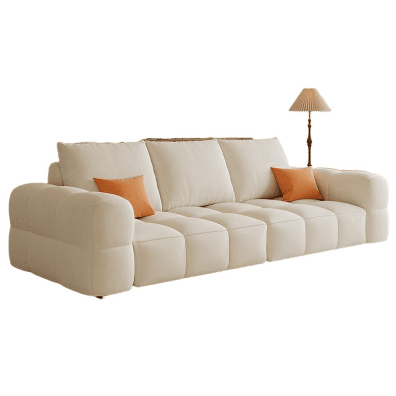Contemporary Solid Color Tear Resistant Standard Sofa in Light Gray/Ivory/Coffee for 5/4 with 2 Pillows thumbnail 11
