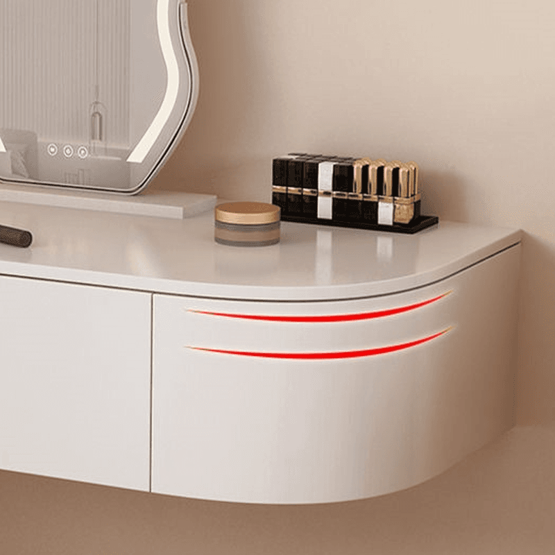 Push-Pull Floating Makeup Vanity with Storage and a Composite Wood Tabletop for Sleeping Quarters in a Trendy Style thumbnail 5