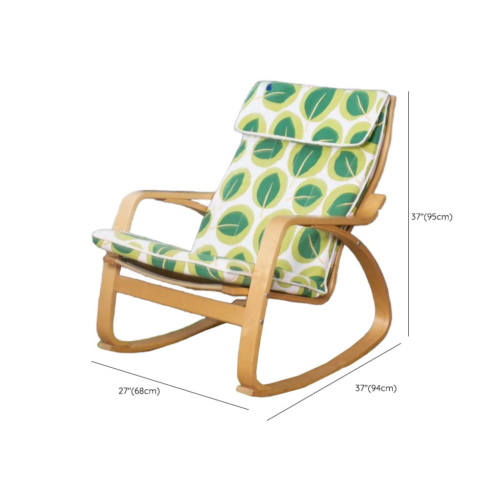 Ergonomic Natural Wood Rocking Armchair with Rear Back, Stationary thumbnail 11