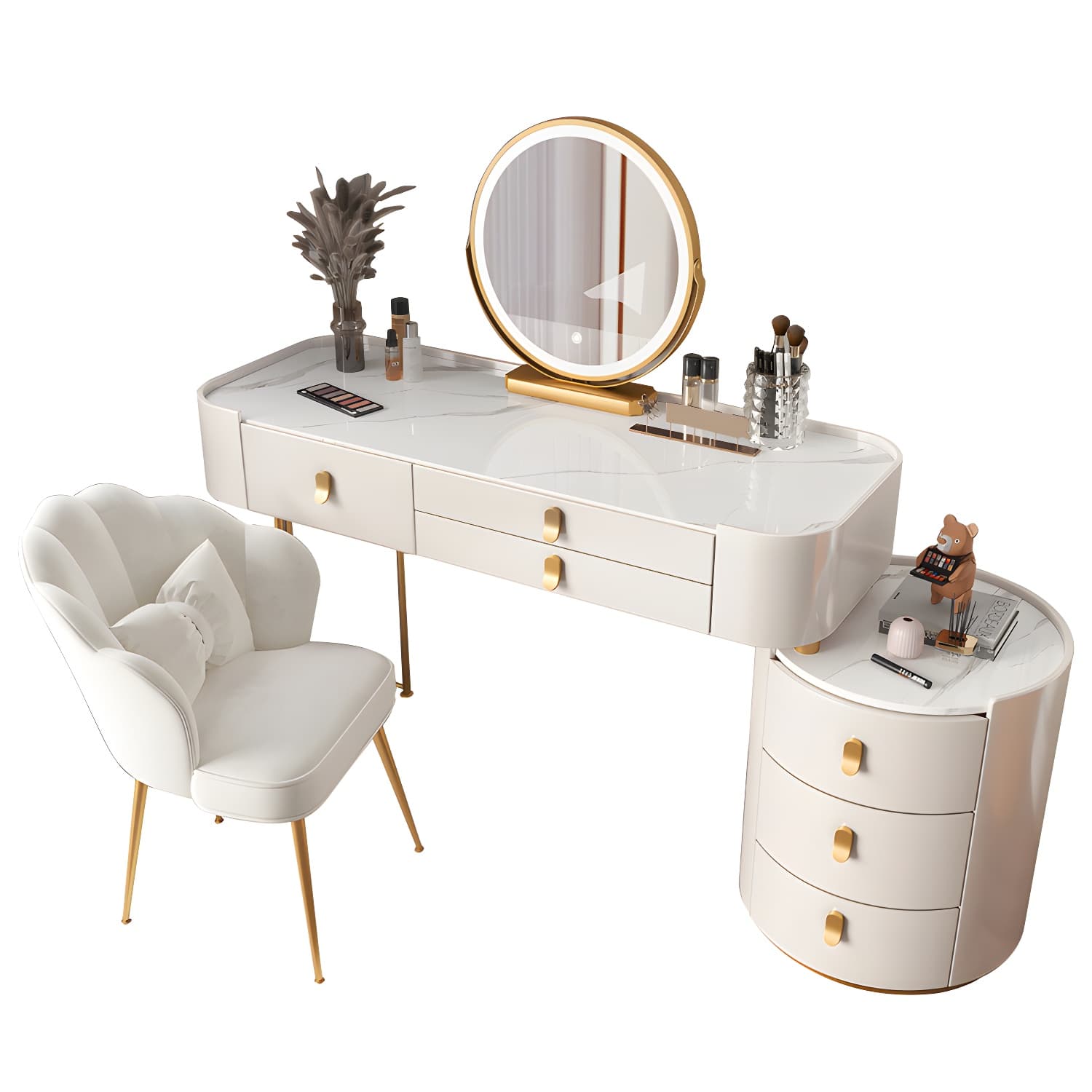 Glass/Stone Dresser Modern Make-up Vanity with 5/6 Storage Drawers thumbnail 7