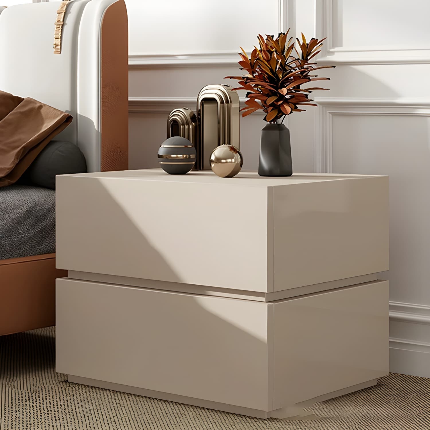 Contemporary Drawer Storage Wooden Accent Table Nightstand 15.7" Wide thumbnail 8