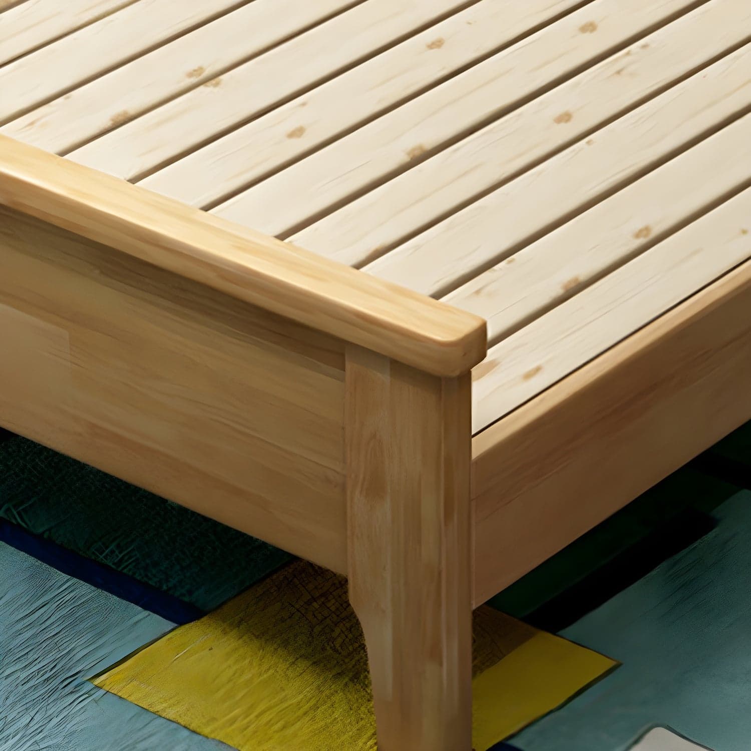 84.65 inch Wide Scandinavian Bed Frame Solid Wood Standard Bed with Headboard thumbnail 6