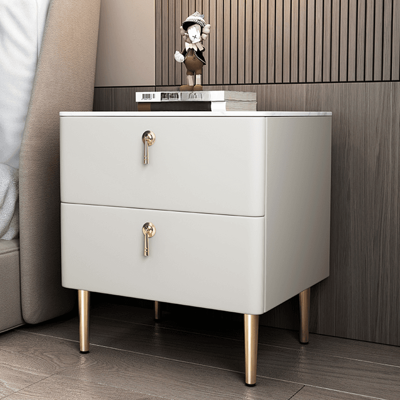 Minimalist 2-Drawer Stone Countertop Bedside Cabinet with Legs thumbnail 8