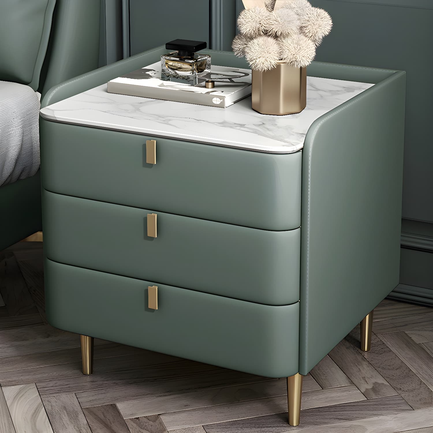 Wooden Nightstand with 3 Drawers Contemporary 25" Tall Nightstand thumbnail 11