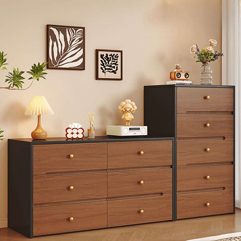 Simplistic Raw Wood Double Dresser/Bachelor Chest with 6/8/5 Drawers in Horizontal/Vertical Orientation thumbnail 5