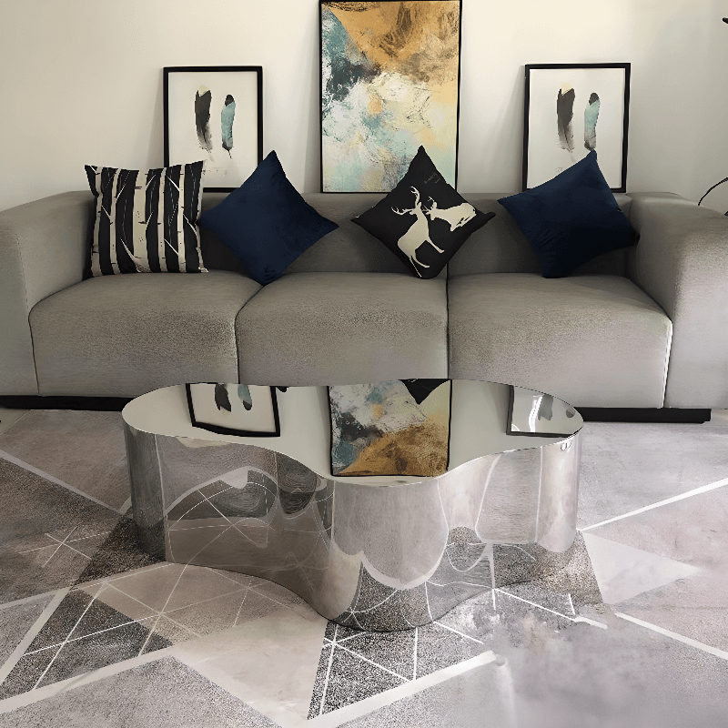 Silver Alloy Irregular/Circular-shaped Accent Table for Small Spaces thumbnail 11