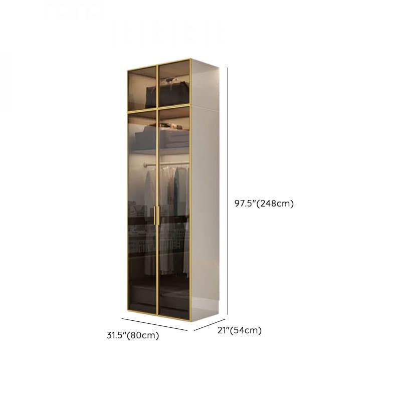 White Trendy Reclaimed Wood Almirah with Soft Close Drawer, Interior Shelves, and Hanging Rod thumbnail 22