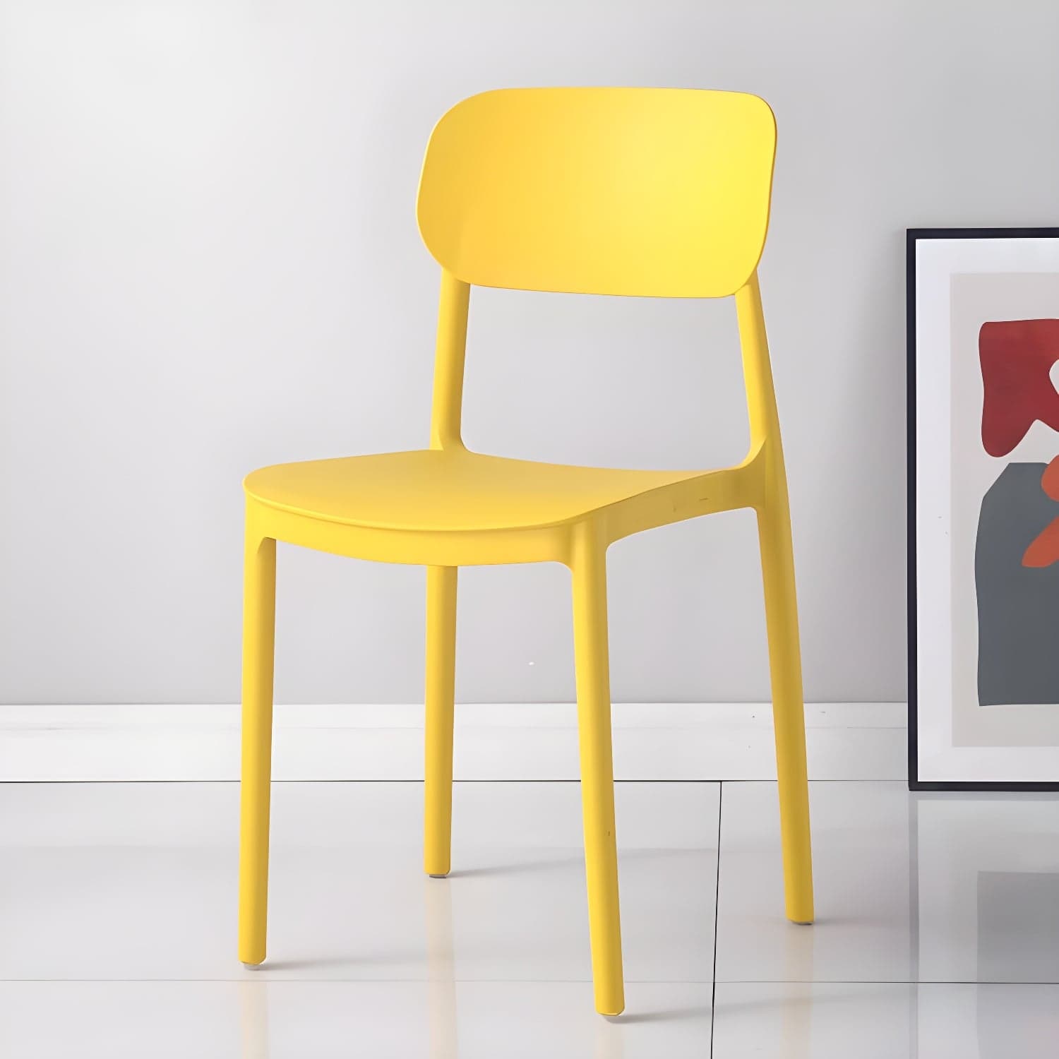 Stackable Scandinavian Style Side Chair with Low Back in Plastic & Acrylic - Armless thumbnail 11